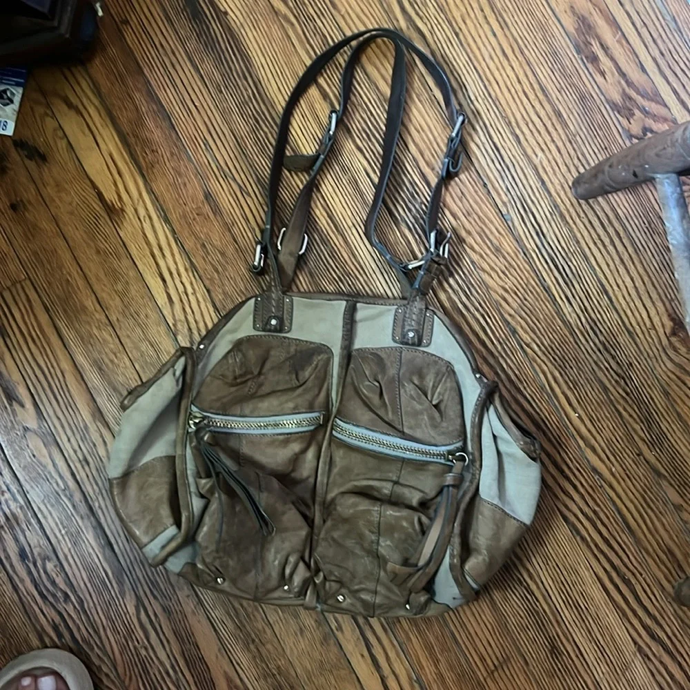 Anthropologie Schuler And Sons Canvas and Leather tote shoulder bag - Picture 3 of 7